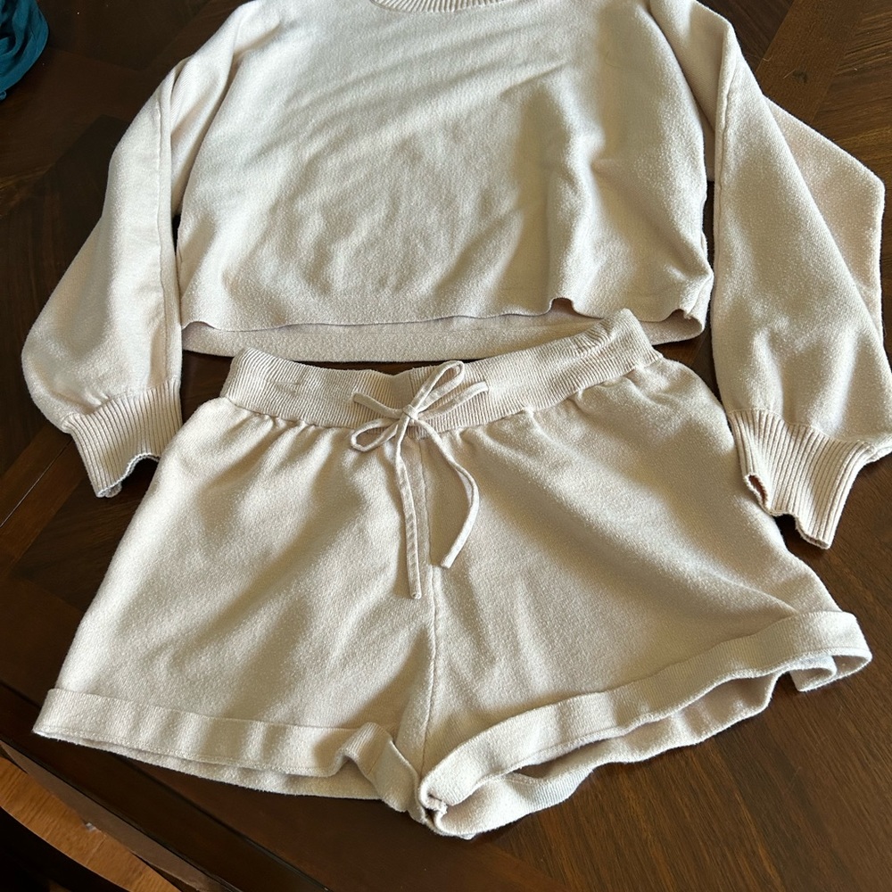 Two piece, Lottie, moss, short and top set. Size small